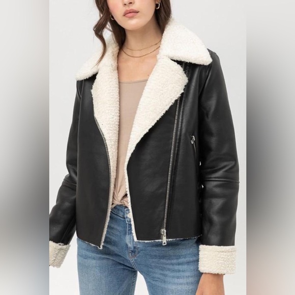 Sherpa shearling moto jacket - Picture 1 of 3